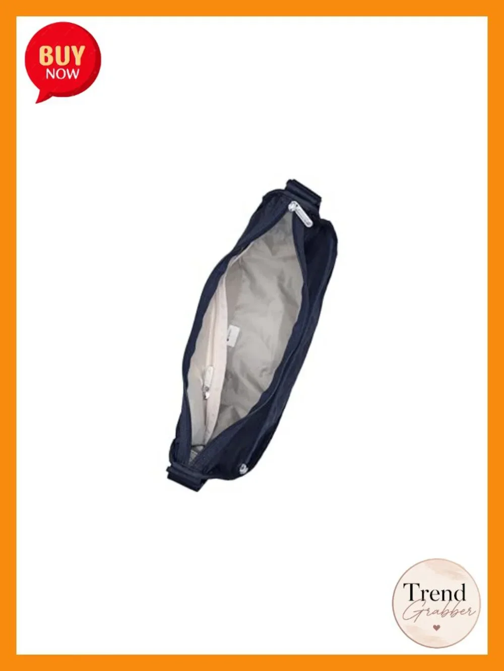 Nylon Hobo Shoulder Bag with Adjustable Strap, Zip Pockets